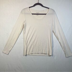 M.M. Lafleur Cream Long Sleeve Rib Knit Top Size Medium